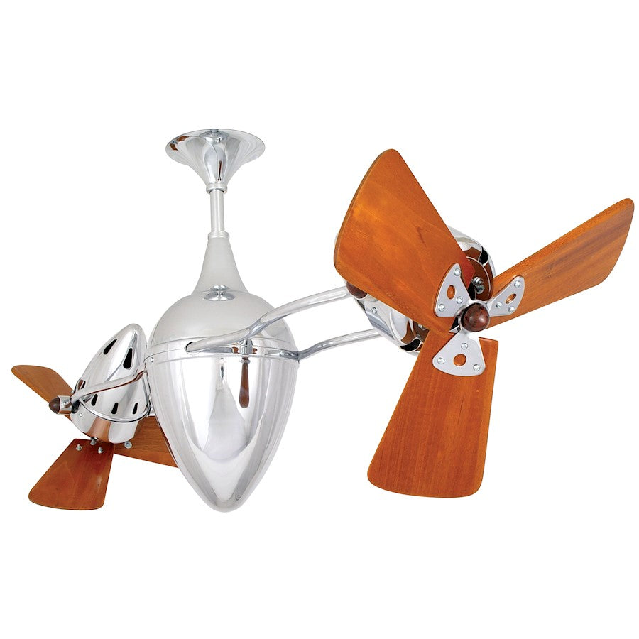 Matthews Fan Company Ar Ruthiane 48in Rotational Ceiling Fan | Chrome Steel and Mahogany Blades | Living Room & Bedroom | Model AR-CR-WD