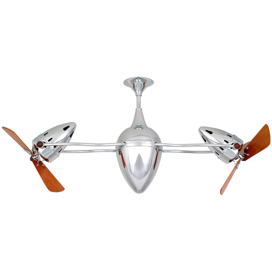 Matthews Fan Company Ar Ruthiane 48in Rotational Ceiling Fan | Chrome Steel and Mahogany Blades | Living Room & Bedroom | Model AR-CR-WD