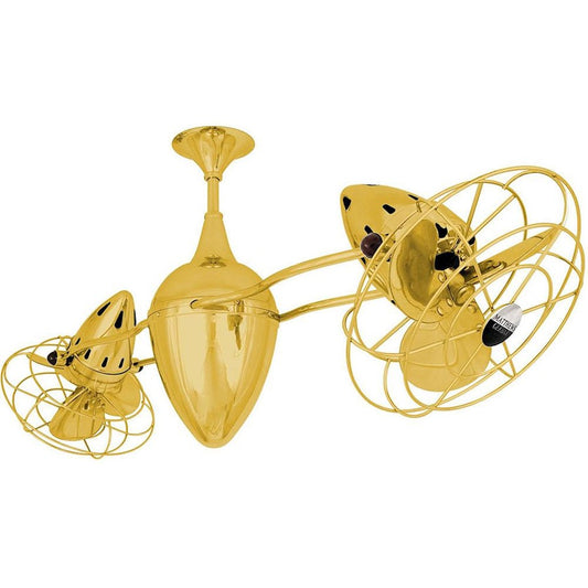 Matthews Fan Company Ar Ruthiane 46in Rotational Ceiling Fan | Polished Brass Steel and Metal Blades | Covered Patio & Sunroom | Model AR-PB-MTL