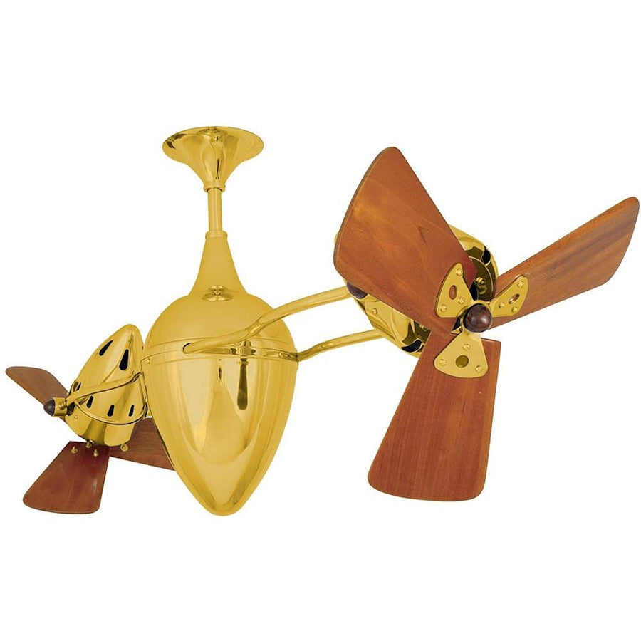 Matthews Fan Company Ar Ruthiane 48in Rotational Ceiling Fan | Polished Brass Steel and Mahogany Blades | Covered Patio & Sunroom | Model AR-PB-WD
