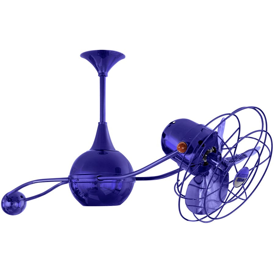 Matthews Fans Brisa 2000 39in Rotational Ceiling Fan | Contemporary Safira and Metal Blades | Covered Patio & Sunroom | Model B2K-BLUE-MTL