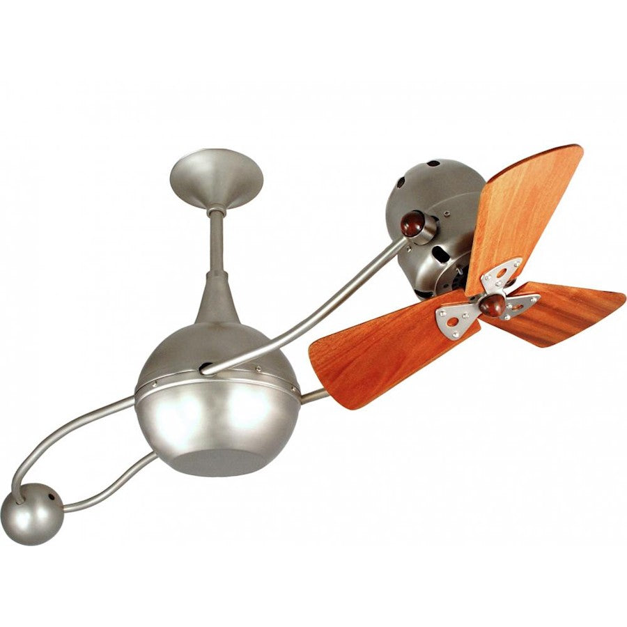 Matthews Fan Company Brisa 2000 40in Ceiling Fan | Brushed Nickel High Gauge Steel and Mahogany Wood | Living Room & Bedroom | Model B2K-BN-WD