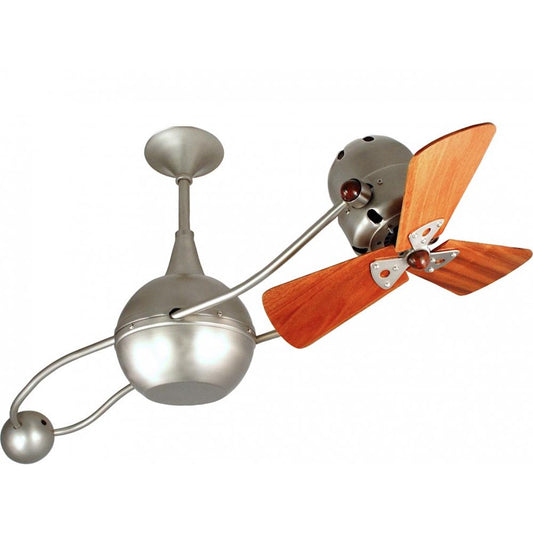 Matthews Fan Company Brisa 2000 40in Ceiling Fan | Brushed Nickel High Gauge Steel and Mahogany Wood | Living Room & Bedroom | Model B2K-BN-WD