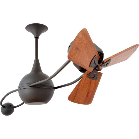 Matthews Fan Company Brisa 2000 40in Ceiling Fan | Brushed Brass and Wood | Indoor & Covered Patio | 40 x 7 x 7 in | Model B2K-BRBR-WD