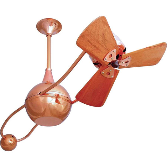 Matthews Fan Company Brisa 2000 40in Ceiling Fan | Brushed Copper and Mahogany Wood | Living Room & Covered Patio | 40 x 7 x 7 in | Model B2K-BRCP-WD