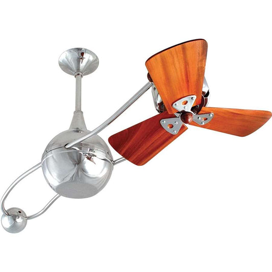 Matthews Fan Company Brisa 2000 40in Ceiling Fan | Polished Brass and Mahogany Wood | Covered Patio & Large Bedroom | 40 x 7 x 7 in | Model B2K-PB-WD