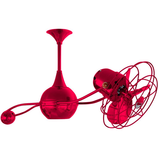 Matthews Fans Brisa 2000 13in 3-Blade Rotational Ceiling Fan | Contemporary Rubi and Metal Blade | Covered Patio & Sunroom | Model B2K-RED-MTL