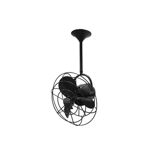 Matthews Fan Company Bianca Directional 16in Black Metal Ceiling Fan | Industrial Black Steel | Covered Patio & Small Rooms | Model BD-BK-MTL
