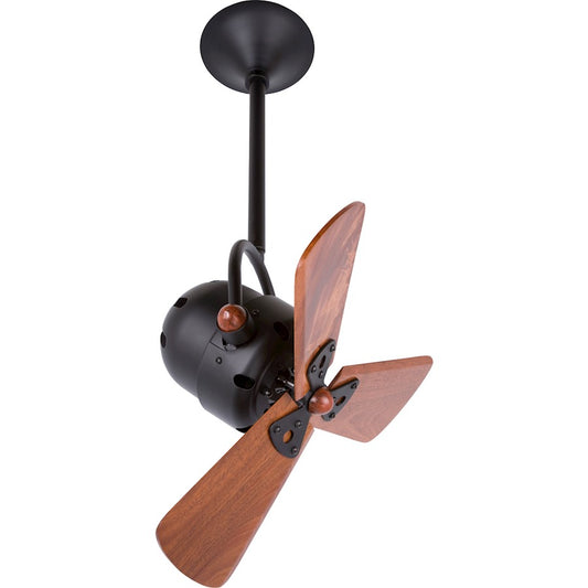 Matthews Fan Company Bianca Directional 16in Ceiling Fan | Black Steel and Mahogany Wood | Indoor & Covered Outdoor | 16 x 13 x 13 in | Model BD-BK-WD