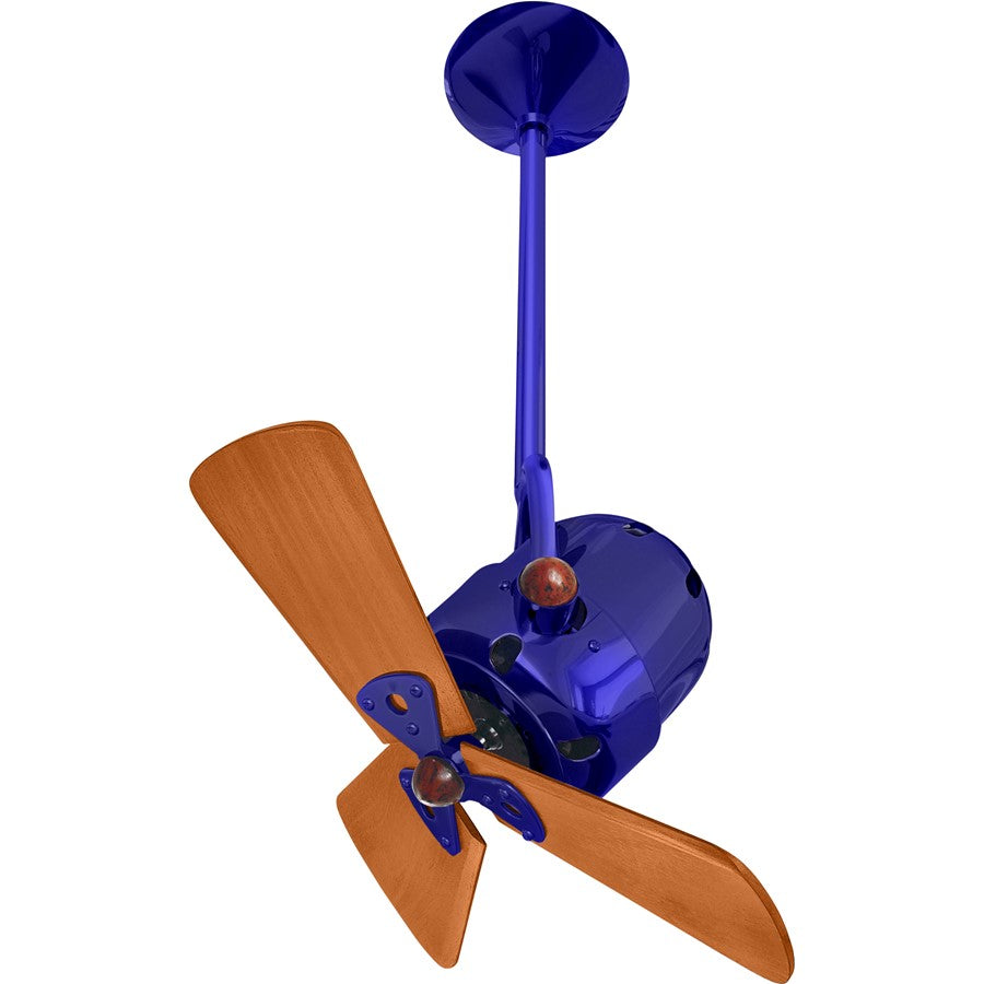 Matthews Fans Bianca Directional 16in 3-Blade Ceiling Fan | Contemporary Safira and Mahogany Wood Blades | Covered Patio | Model BD-BLUE-WD