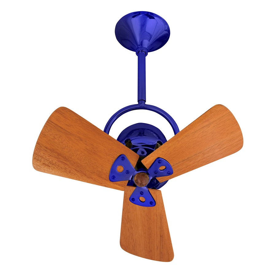 Matthews Fans Bianca Directional 16in 3-Blade Ceiling Fan | Contemporary Safira and Mahogany Wood Blades | Covered Patio | Model BD-BLUE-WD