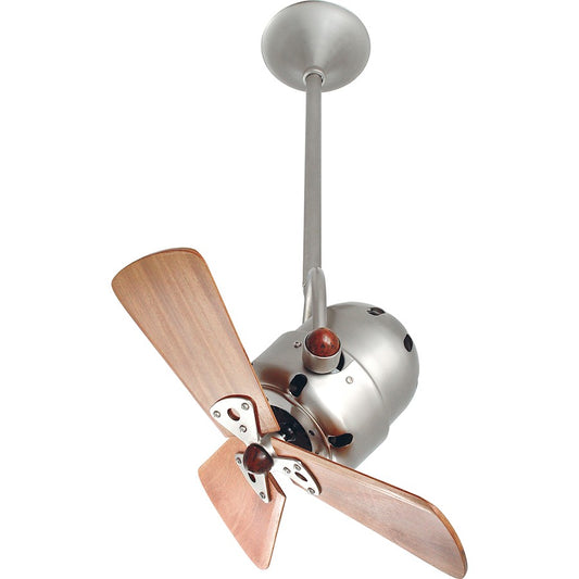 Matthews Fan Company Bianca Directional 16in Ceiling Fan | Brushed Nickel Steel and Mahogany Wood | Indoor Rooms | 16 x 13 x 13 in | Model BD-BN-WD
