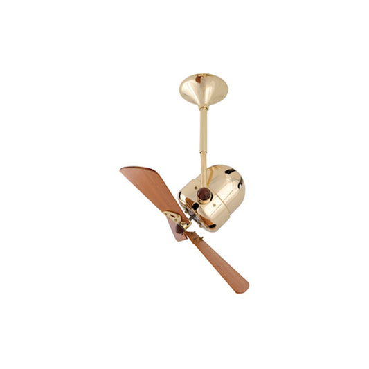 Matthews Fan Company Bianca Directional 16in Ceiling Fan | Brushed Brass and Mahogany Wood | Covered Patio & Veranda | Model BD-BRBR-WD