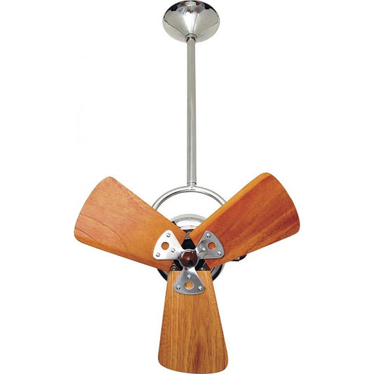 Matthews Fan Company Bianca Directional 16in Ceiling Fan | Chrome and Mahogany Wood | Covered Patio & Porch | 13 x 16 x 13 in | Model BD-CR-WD-DAMP
