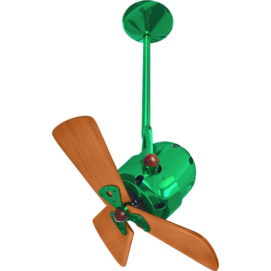 Matthews Fans Bianca Direcional 16in 3-Blade Ceiling Fan | Contemporary Esmeralda and Mahogany Wood | Bedroom & Covered Patio | Model BD-GREEN-WD
