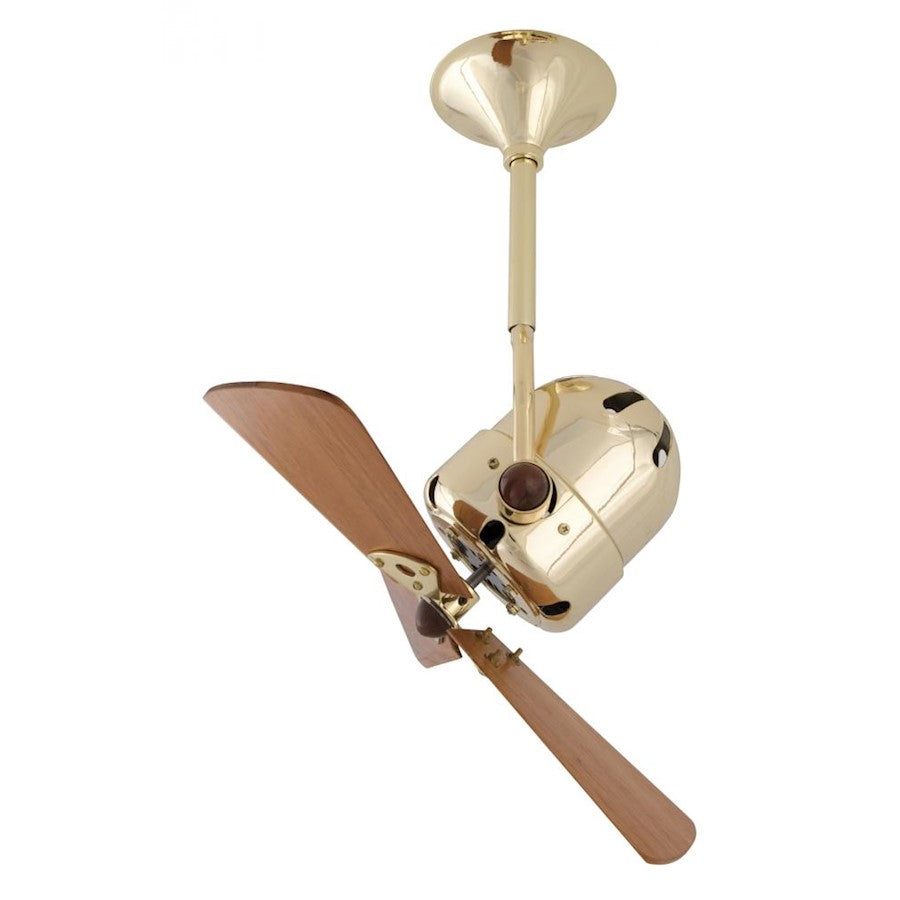 Matthews Fan Company Bianca Directional 16in Ceiling Fan | Polished Brass and Mahogany Wood | Covered Patio & Porch | 13 x 16 x 13 in | Model BD-PB-WD