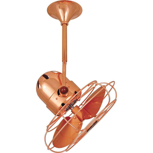 Matthews Fan Company Bianca Directional 16in Ceiling Fan | White Steel and Mahogany Wood | Indoor & Covered Patio | 16 x 13 x 13 in | Model BD-WH-WD