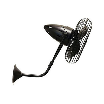 Matthews Fans Bruna Parede 13in 3-Blade Directional Wall Fan | Industrial Black Nickel and Metal | Covered Patio & Sunroom | Model BP-BKN-MTL