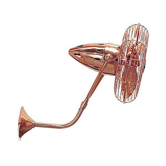 Matthews Fan Company Bruna Parede 19in Directional Wall Fan | Brushed Copper Metal | Indoor & Covered Patio | 13 x 21 x 16 in | Model BP-BRCP-MTL