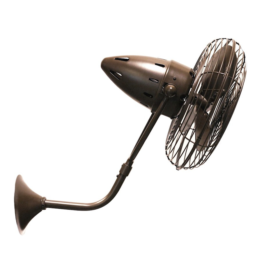 Matthews Fan Bruna Parede 13in Directional Wall Fan | Industrial Bronzette Cast Aluminum | Bedroom & Office Airflow | 13 x 21 in | Model BP-BZZT-MTL