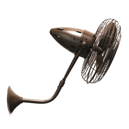 Matthews Fan Bruna Parede 13in Directional Wall Fan | Industrial Bronzette Cast Aluminum | Bedroom & Office Airflow | 13 x 21 in | Model BP-BZZT-MTL