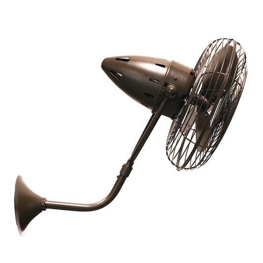 Matthews Fan Bruna Parede 13in Directional Wall Fan | Industrial Bronzette Cast Aluminum | Bedroom & Office Airflow | 13 x 21 in | Model BP-BZZT-MTL