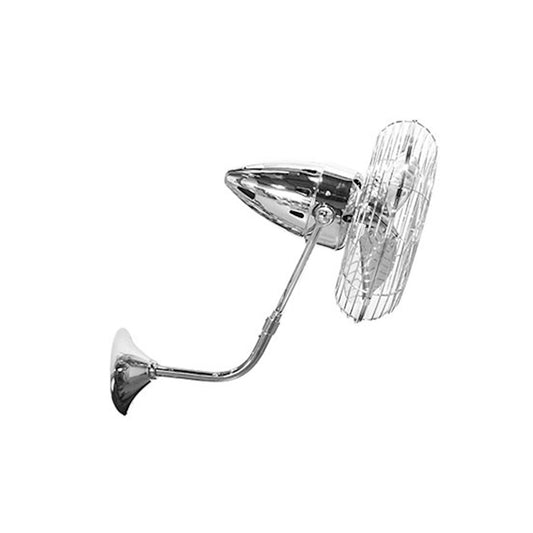 Matthews Fan Company Bruna Parede 19in Directional Wall Fan | Chrome Metal | Indoor Spaces | 13 x 21 x 16 in | Model BP-CR-MTL