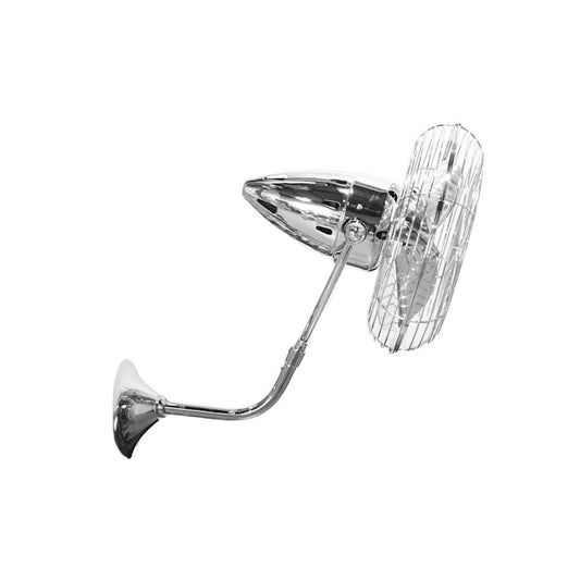 Matthews Fan Company Bruna Parede 19in Directional Wall Fan | Chrome Metal | Indoor & Covered Patio | 13 x 21 x 16 in | Model BP-CR-MTL-DAMP