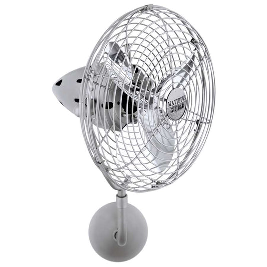 Matthews Fan Company Bruna Parede 19in Directional Wall Fan | White Metal | Indoor & Covered Patio | 13 x 21 in | Model BP-WH-MTL