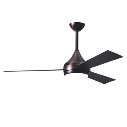Matthews Fans Donaire 52in 3-Blade Ceiling Fan | Contemporary Brushed Bronze Stainless Steel | Living Room & Bedroom with LED Light | Model DA-BB-BB