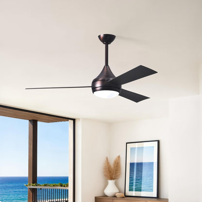 Matthews Fans Donaire 52in 3-Blade Ceiling Fan | Contemporary Brushed Bronze Stainless Steel | Living Room & Bedroom with LED Light | Model DA-BB-BB