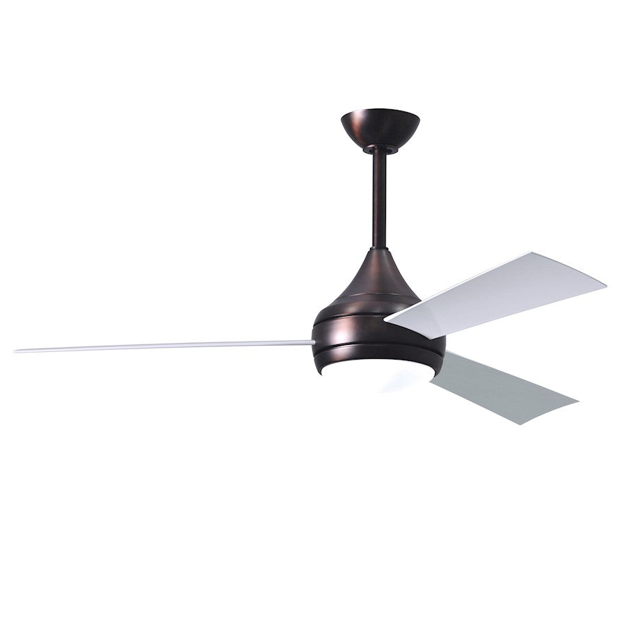 Matthews Fans Donaire 52in 1-Light LED Ceiling Fan | Contemporary Gloss White and Barnwood ABS Blades | Covered Patio & Sunroom | Model DA-WH-BW