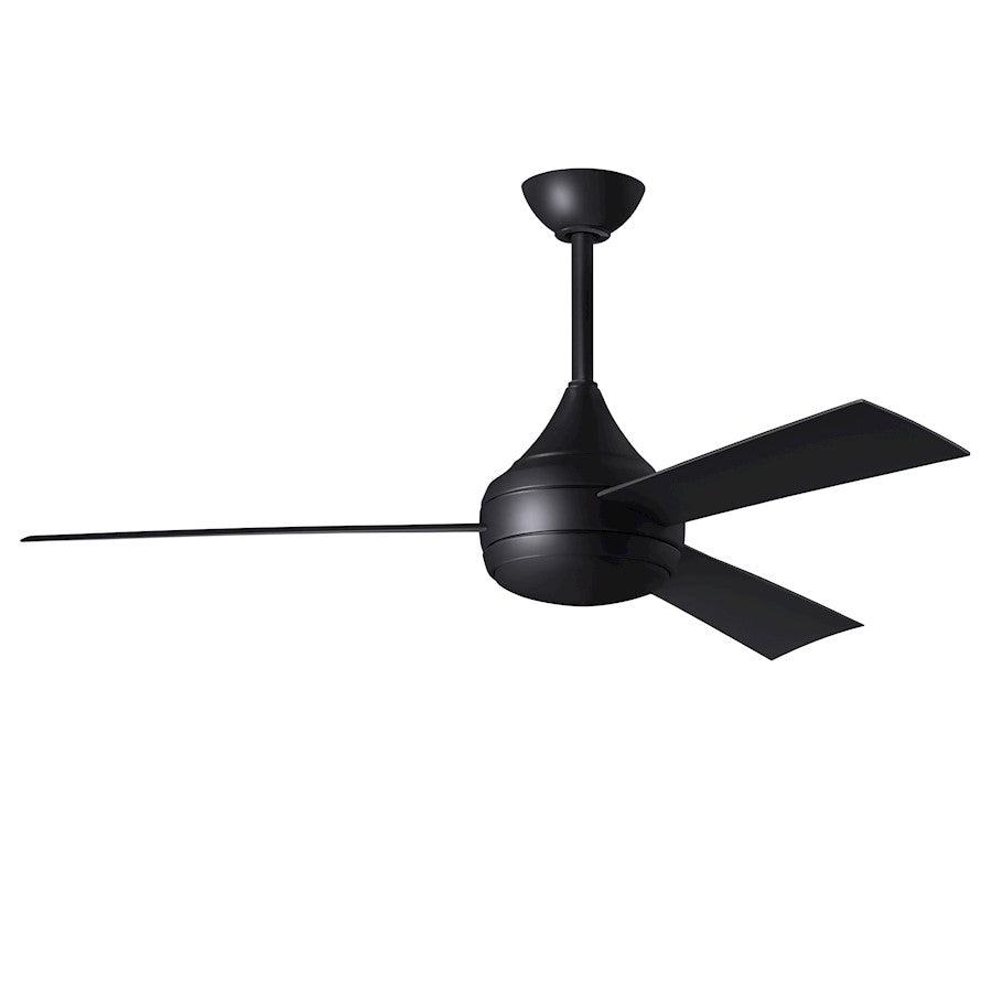 Matthews Fans Donaire 52in 1-Light Ceiling Fan | Contemporary Matte Black ABS Blades | Coastal Wet Location | 52 x 52 x 9 in | Model DA-BK-BK