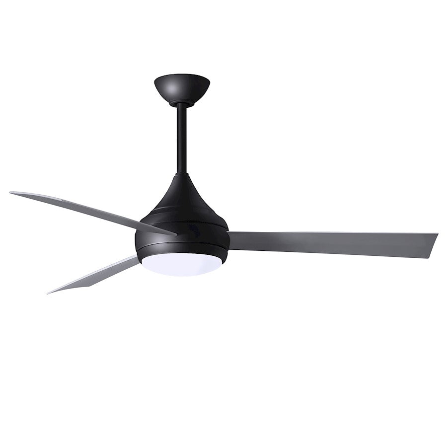 Matthews Fans Donaire 52in 1-Light Ceiling Fan | Contemporary Matte Black and Silver ABS Blades | Coastal Wet Location | Model DA-BK-BS