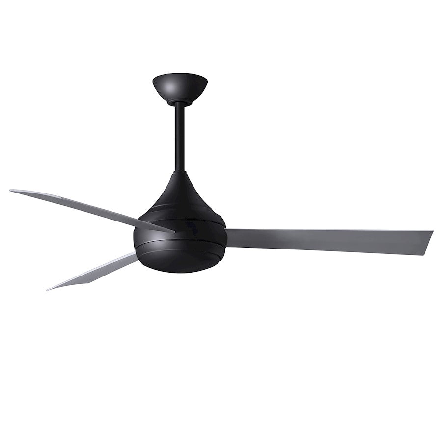 Matthews Fans Donaire 52in 1-Light Ceiling Fan | Contemporary Matte Black and Silver ABS Blades | Coastal Wet Location | Model DA-BK-BS
