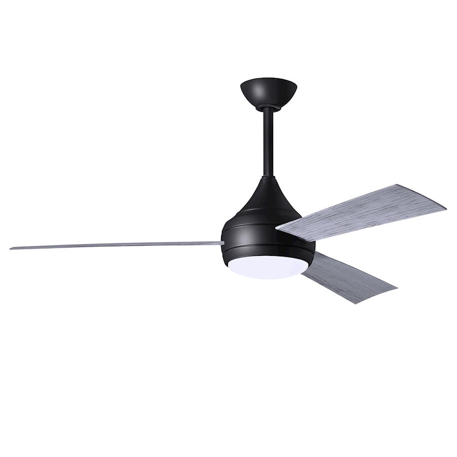 Matthews Fans Donaire 52in 1-Light Ceiling Fan | Contemporary Matte Black and Barnwood Tone ABS Blades | Coastal Wet Location | Model DA-BK-BW