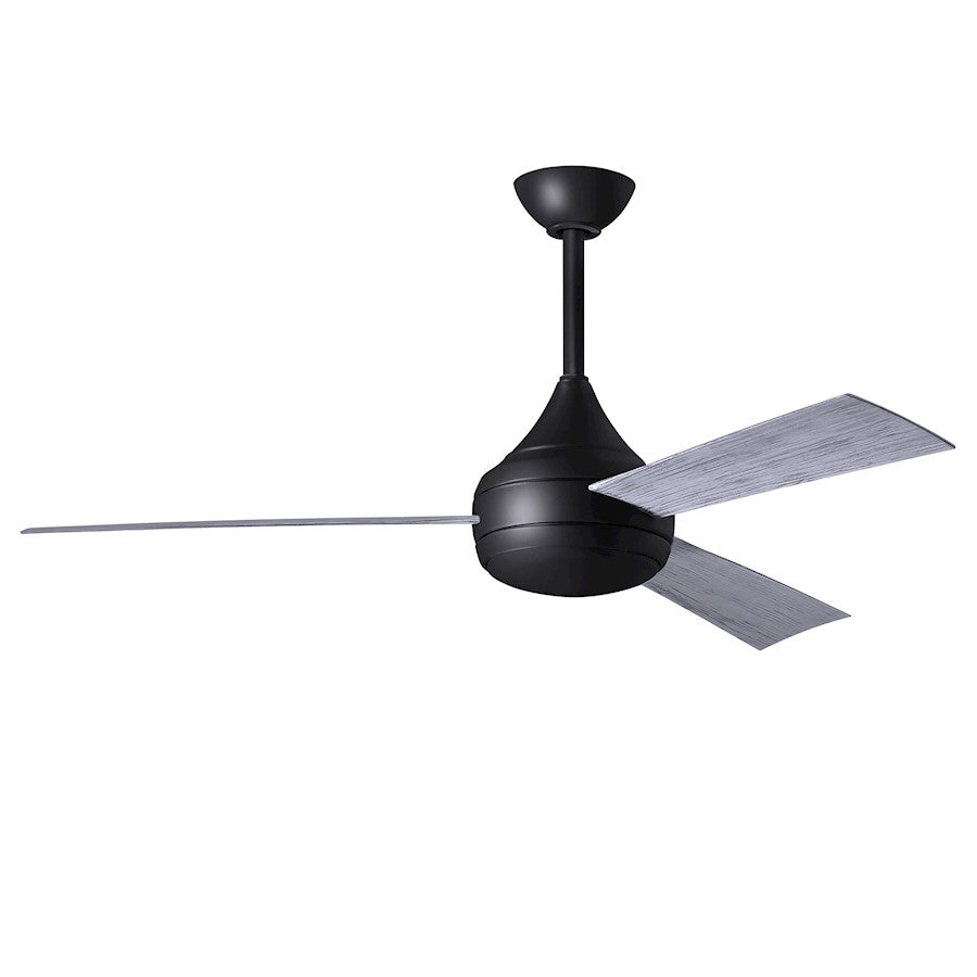 Matthews Fans Donaire 52in 1-Light Ceiling Fan | Contemporary Matte Black and Barnwood Tone ABS Blades | Coastal Wet Location | Model DA-BK-BW