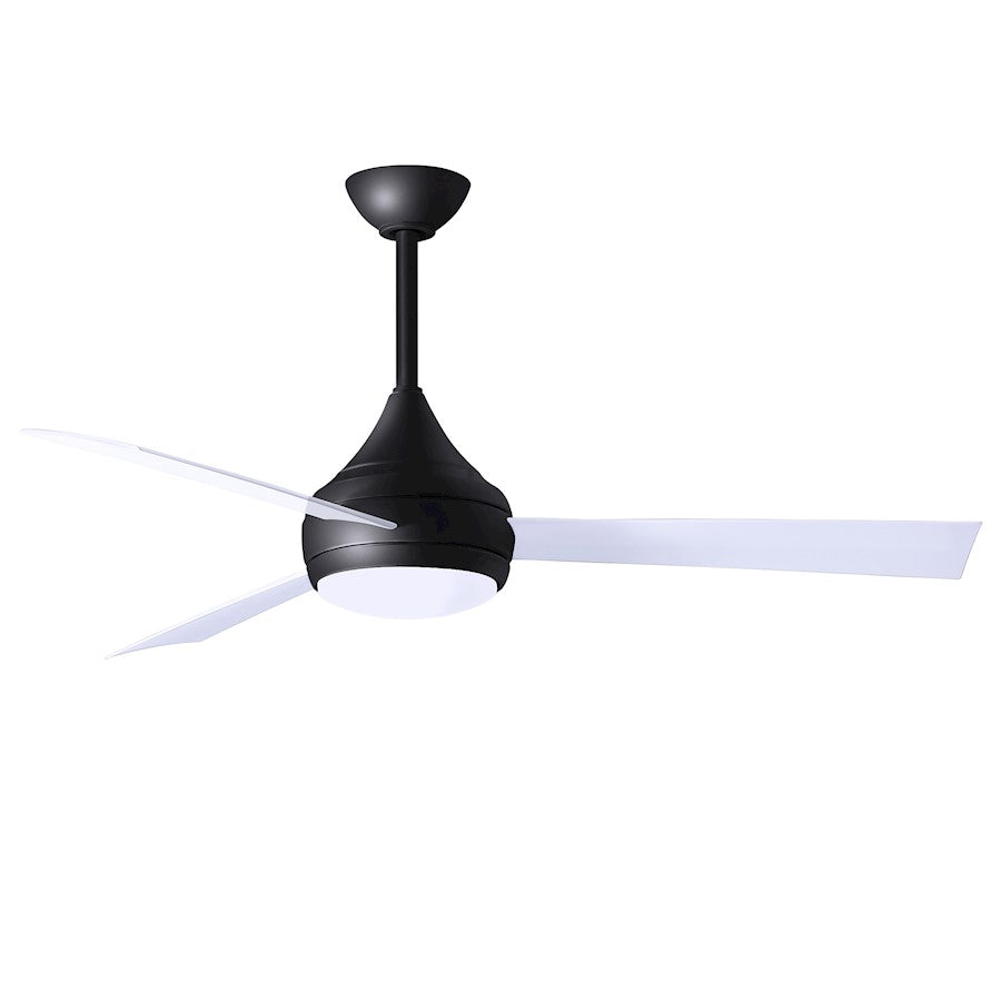 Matthews Fans Donaire 52in 1-Light Ceiling Fan | Contemporary Matte Black and Gloss White ABS | Coastal Wet Location | 52 x 52 x 9 in | Model DA-BK-WH