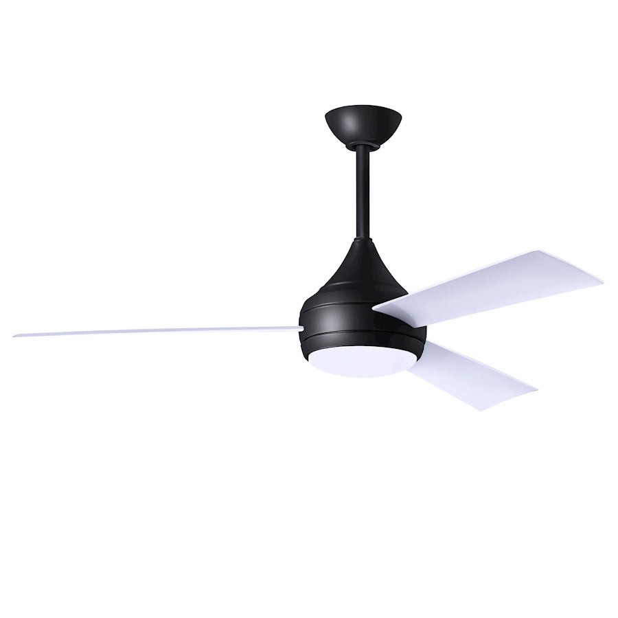 Matthews Fans Donaire 52in 1-Light Ceiling Fan | Contemporary Matte Black and Gloss White ABS | Coastal Wet Location | 52 x 52 x 9 in | Model DA-BK-WH