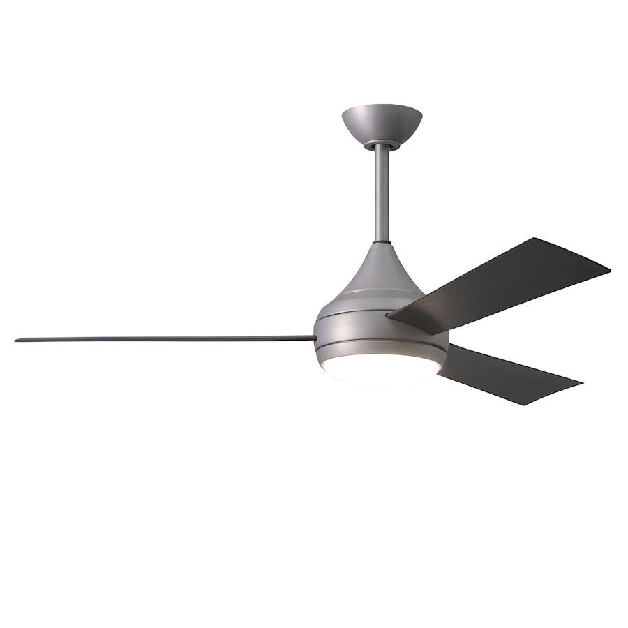 Matthews Fans Donaire 52in 1-Light LED Ceiling Fan | Contemporary Gloss White and Barnwood ABS Blades | Covered Patio & Sunroom | Model DA-WH-BW