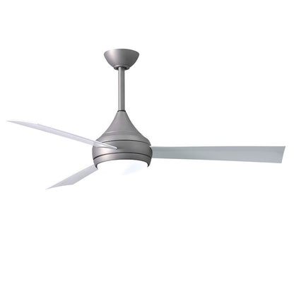 Matthews Fans Donaire 52in 1-Light LED Ceiling Fan | Contemporary Gloss White and Barnwood ABS Blades | Covered Patio & Sunroom | Model DA-WH-BW