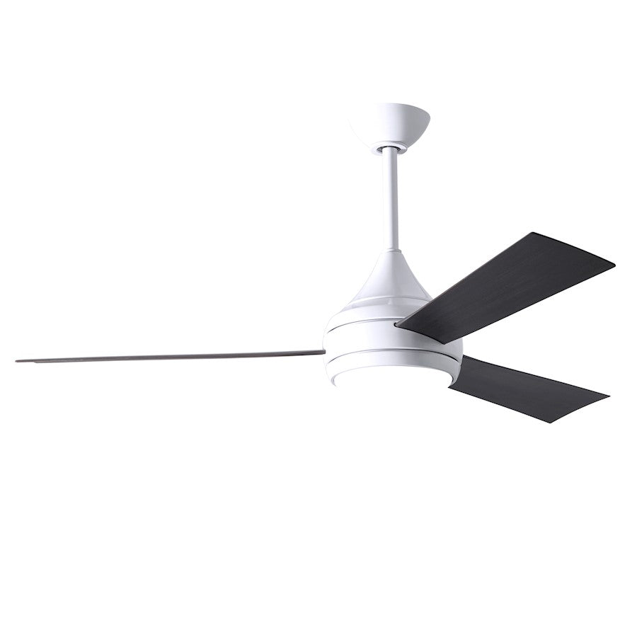 Matthews Fans Donaire 52in 1-Light LED Ceiling Fan | Contemporary Gloss White and Barnwood ABS Blades | Covered Patio & Sunroom | Model DA-WH-BW