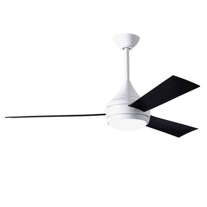 Matthews Fans Donaire 52in 1-Light LED Ceiling Fan | Gloss White and Matte Black ABS Blades | Wet Location Coastal & Covered Patio | Model DA-WH-BK