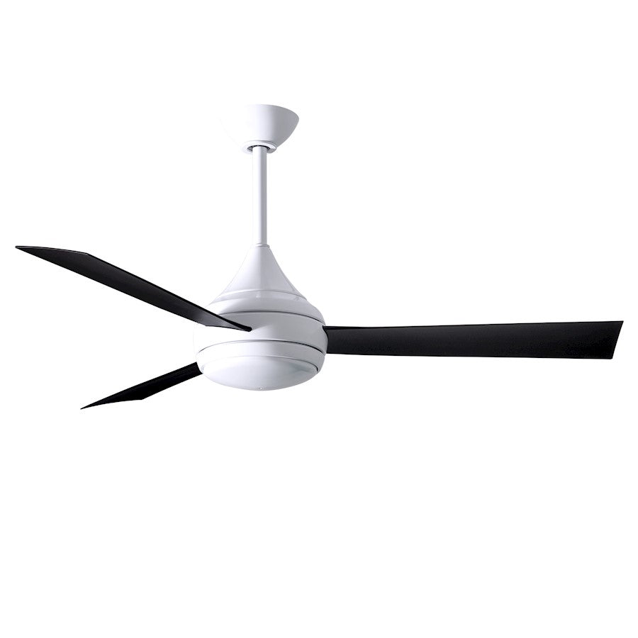 Matthews Fans Donaire 52in 1-Light LED Ceiling Fan | Gloss White and Matte Black ABS Blades | Wet Location Coastal & Covered Patio | Model DA-WH-BK