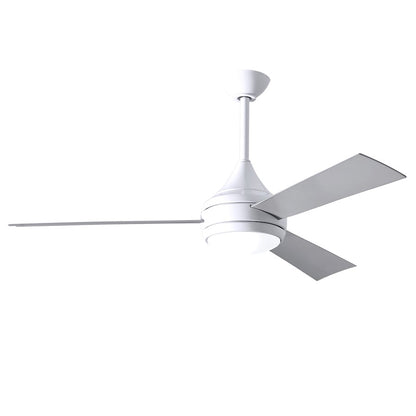 Matthews Fans Donaire 52in 1-Light LED Ceiling Fan | Contemporary Gloss White and Barnwood ABS Blades | Covered Patio & Sunroom | Model DA-WH-BW