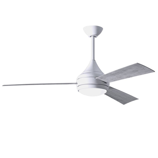 Matthews Fans Donaire 52in 1-Light LED Ceiling Fan | Contemporary Gloss White and Barnwood ABS Blades | Covered Patio & Sunroom | Model DA-WH-BW