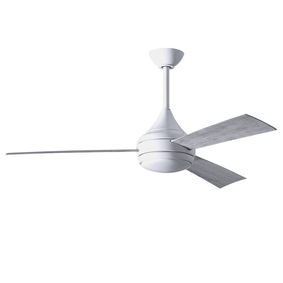 Matthews Fans Donaire 52in 1-Light LED Ceiling Fan | Contemporary Gloss White and Barnwood ABS Blades | Covered Patio & Sunroom | Model DA-WH-BW