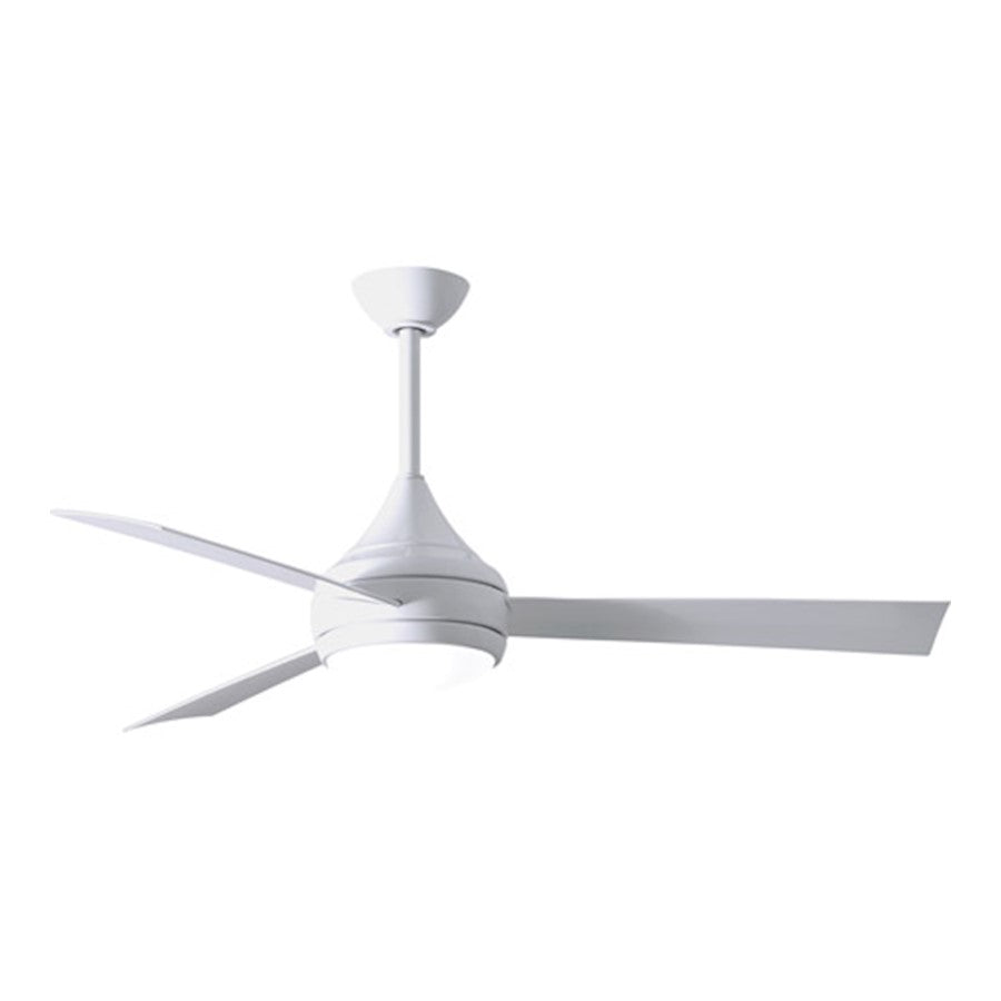 Matthews Fans Donaire 52in 1-Light LED Ceiling Fan | Contemporary Gloss White and Barnwood ABS Blades | Covered Patio & Sunroom | Model DA-WH-BW