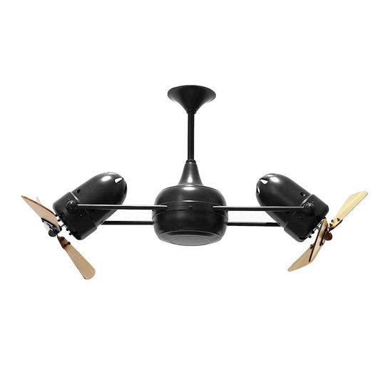 Matthews Fan Company Duplo Dinamico 36in Ceiling Fan | Industrial Matte Black and Mahogany Blades | Covered Patio & Living Room | Model DD-BK-WD