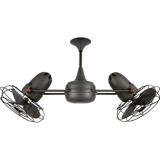 Matthews Fans Duplo-Dinamico 39in Rotational Ceiling Fan | Contemporary Black Nickel Cast Aluminum | Covered Patio & Sunroom | Model DD-BKN-MTL